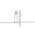 Continuous one line drawing of  tooth brush and toothpaste Royalty Free Stock Photo