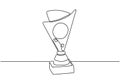 Continuous one line drawing of trophy vector. Concept of winner