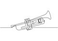 Continuous one line drawing of trumpet music instrument. Vector illustration simplicity design Royalty Free Stock Photo