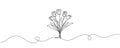 Continuous one line drawing tulips. Spring concept. Single line draw design vector illustration. Royalty Free Stock Photo
