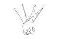 Continuous one line drawing two hands holding each other. Sign or symbol of love, relationship, couple, marriage. Communication Royalty Free Stock Photo