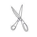 Continuous one Line Drawing of Vector scissors icon.