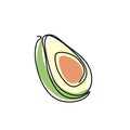 Continuous one line drawing. Vegetables two avocado. Vector illustration