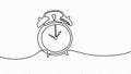 Continuous one line drawing of vintage alarm clock vector design. Single line art illustration on the theme of time, deadline Royalty Free Stock Photo