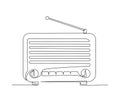 Continuous one line drawing of vintage broadcast radio receiver. Simple Retro radio lineart vector illustration