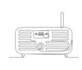 Continuous one line drawing of vintage broadcast radio receiver. Simple Retro radio lineart vector illustration