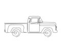 Continuous one line drawing of vintage truck. Simple retro pick up truck line art vector illustration Royalty Free Stock Photo