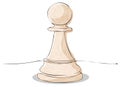 Continuous one line drawing of a white pawn chess piece for strategy game concept Royalty Free Stock Photo