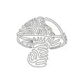 Continuous one line drawing wild cep porcini mushrooms. Organic vegetarian product. Great for menu, label, product, recipe logo. Royalty Free Stock Photo