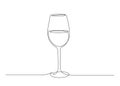 Continuous one line drawing of Wine glass. Editable stroke Vector illustration