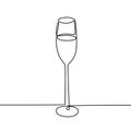 Continuous one line drawing wine glass isolated on white background vector illustration minimalism design of beverage element Royalty Free Stock Photo