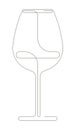 Continuous one line drawing of wine glass. Vector illustration isolated on white background. Minimalism design of Royalty Free Stock Photo