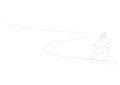 Continuous one line drawing of winter sport of snowboarding. A man on the snowboard freestyle. Vector illustration
