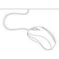 Continuous one line drawing wired computer mouse Royalty Free Stock Photo