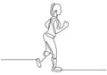 Continuous one line drawing of woman or girl running. Lady jogging for exercise sport theme