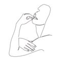 Continuous one line drawing of woman portrait hand drawn beauty pose vector. Illustration simplicity style