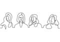 Continuous one line drawing of a woman`s association. Empowering woman. Charming and strong woman.