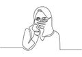 Continuous one line drawing of woman wearing burka and hijab. Muslim girl portrait vector illustration Royalty Free Stock Photo