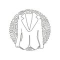 Continuous one line drawing women blazer or jacket. Basic clothes in business style. Dress-coat. Business attire. Swirl curl