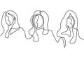 Continuous one line drawing of a women diversity.