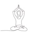 Continuous one line drawing of yoga girl doing meditation and relaxation with lotus position. Lady workout sitting and relax. Royalty Free Stock Photo