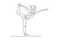 Continuous one line drawing of yoga girl minimalist design. Concept of woman doing aerobic exercise to make her body slim, healthy