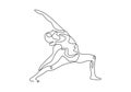 Continuous one line drawing of yoga girl minimalist design. Concept of woman doing aerobic exercise to make her body slim, healthy