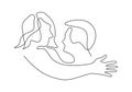 Continuous one line drawing of young couple hugging each other. Man and woman in love, and share their intimacy. Love concept Royalty Free Stock Photo