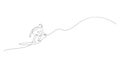 Continuous one line drawing of young female professional surfer. Extreme watersport concept drawn by single line. Vector