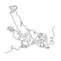 Continuous one line drawing of young guy breakdancer