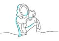 Continuous one line drawing of young mother hold her baby. Happy Mother day card. A happy mom with her child playing together at Royalty Free Stock Photo