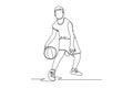 Continuous one line drawing Youth Sports concept. Single line draw design vector graphic illustration