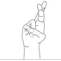 Continuous one line drawn Fingers crossed Vector