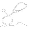 Continuous one line drawn stethoscope vector Royalty Free Stock Photo