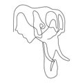 continuous one line elephant head with white isolated background Royalty Free Stock Photo