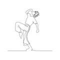 Continuous one line expressively dancing woman. Vector illustration. Royalty Free Stock Photo