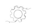 Continuous one line gear shape isolated vector illustration