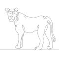 Continuous one line hand drawing lioness lion