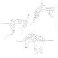 Continuous one line high jumper set. Summer Olympic Games. Vector