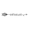 Continuous One Line lettering aimer love in French in the form of an arrow. Vector illustration for poster, card, banner valentine Royalty Free Stock Photo