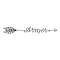 Continuous One Line lettering aimer love in French in the form of an arrow. Vector illustration for poster, card, banner Royalty Free Stock Photo