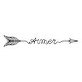 Continuous One Line lettering aimer love in French in the form of an arrow. Vector illustration for poster, card, banner Royalty Free Stock Photo