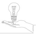 Continuous one line light bulb idea concept icon Royalty Free Stock Photo
