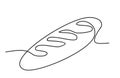 Continuous one line loaf of bread. One continuous line drawing of long loaf bread. Simple black line sketch of French Royalty Free Stock Photo