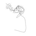 Continuous one line man exhale smoke of cigarette. Art Royalty Free Stock Photo