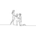 Continuous one line a man makes a marriage proposal to a woman