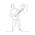 Continuous one line man plays the guitar and moves to the beat of the music. Vector illustration. Royalty Free Stock Photo