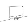 continuous one line monitor for computer multimedia visual look minimalist object vector illustration