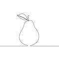 Continuous one line pear, fruit theme. Vector illustration.