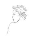 Continuous one line portrait of asian woman side view. Art Royalty Free Stock Photo